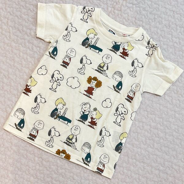 ユニクロ ピーナッツ スヌーピー 総柄Tシャツ 100 半袖Tシャツ 保育園 夏服 まとめ買い歓迎