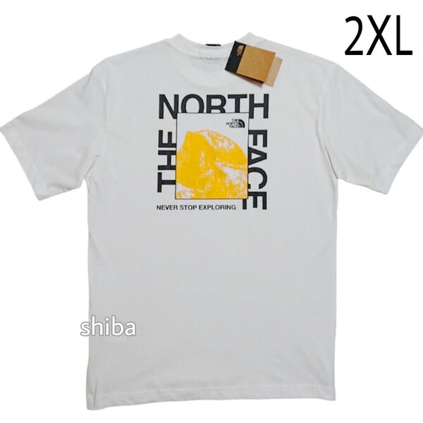 THE NORTH FACE ノースフェイス tシャツ 半袖 ハーフドーム フォト ホワイト 白 イエロー 黄色 海外2XLサイズ