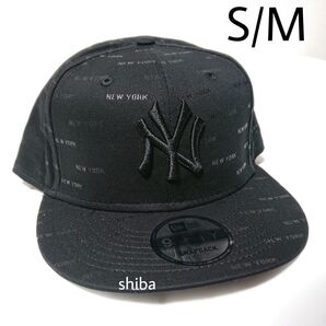 NEW ERA ニューエラ 正規品 モノグラム キャップ 帽子 9FIFTY NY ヤンキース 黒 ブラック S/Mサイズ