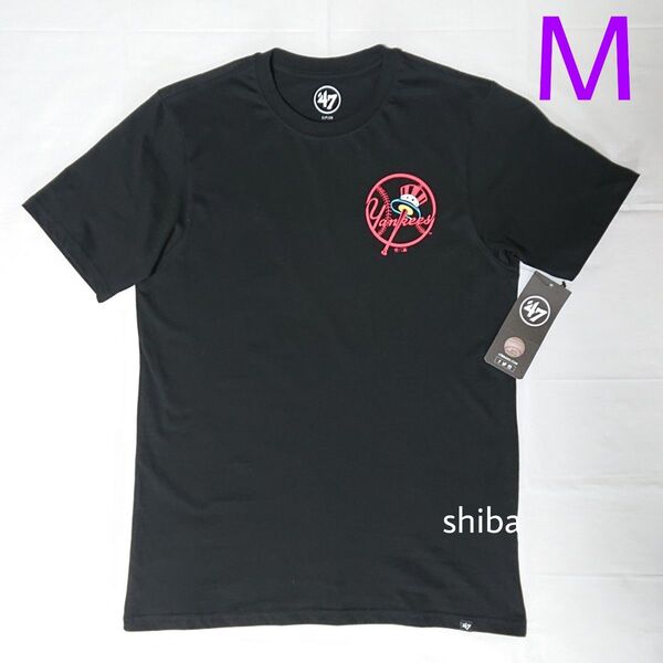 47 Brand NY フォーティーセブン ヤンキース tシャツ 半袖 トップス 黒 ブラック 赤 レッド 海外Мサイズ