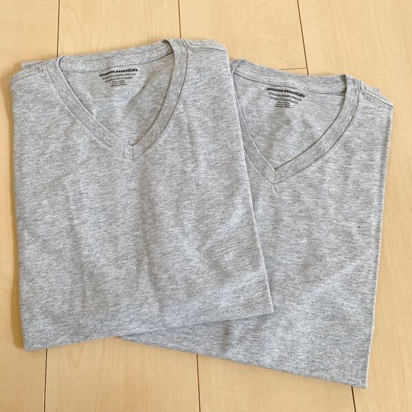 Sサイズ グレー 無地 シンプル 半袖 Tシャツ マルチパック Tシャツ Vネック スリムフィット 半袖メンズ Tシャツ 2枚