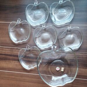 6 曽我ガラス りんご型鉢1個 りんご型小皿6枚
