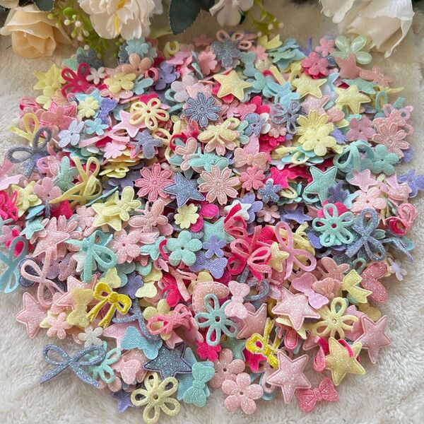 デコパーツ プラパーツ ハンドメイド 手作り パーツ ふわふわ素材 おまとめ リボンモチーフ 無地サテンリボン 手芸 レジン 蝶々