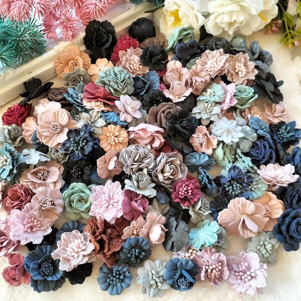 造花 材料 素材 手作り 花モチーフ パーツ ヘアゴム ハンドメイド 花心 花モチーフ ドライフラワー シュシュ ドライフラワー