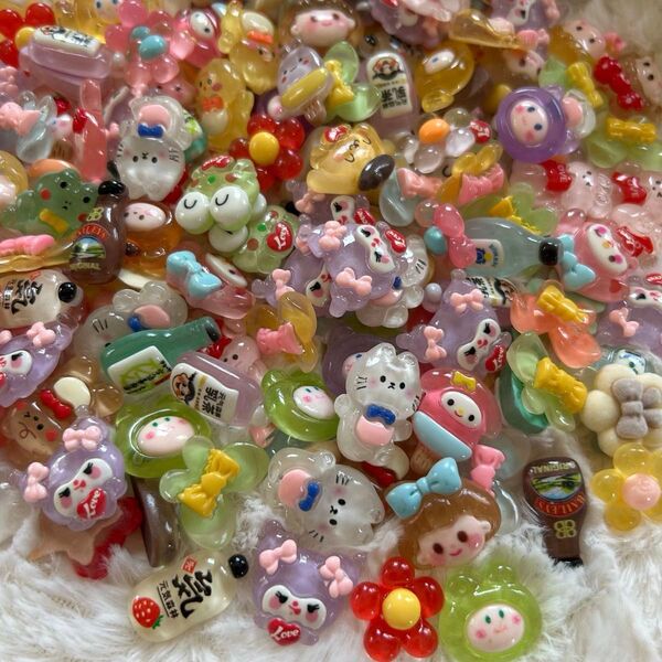 デコパーツ プラパーツ ハンドメイド 材料 手作り デコ パーツ お花 兎 素材 動物 花 ハート うさぎ ラメ 飾り フラワー
