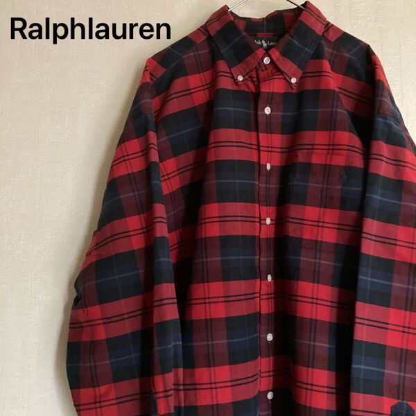 90s ラルフローレン チェック BDシャツ BIG SHIRT