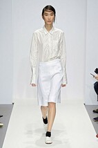 美品 コレクション使用同型 MARGARET HOWELL マーガレットハウエル 2016SS SANFORISED LINEN リネンスカート 1 ネイビー 春夏 定価39600円_画像7