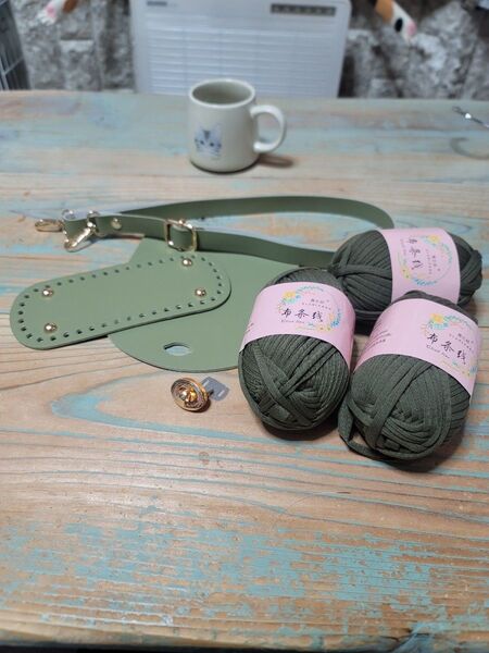 ハンドメイド バッグキット オリーブグリーン フェイクレザー