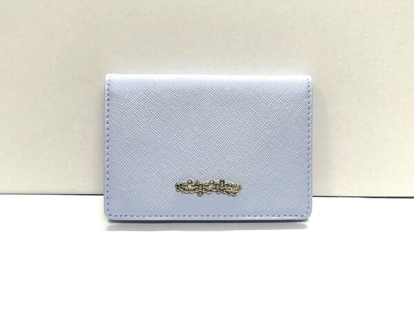 新品未使用 アフタヌーンティー 名刺ケース ワンチャーム スワロフスキー 本革製