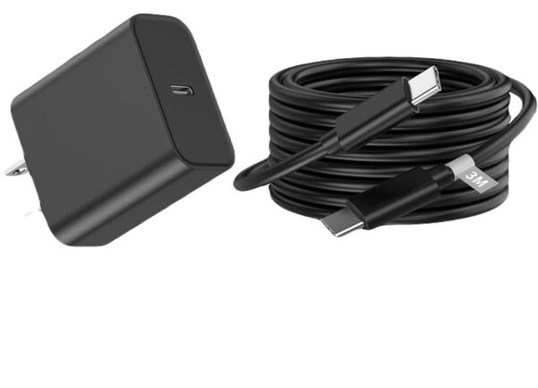 充電器&3mケーブルセット Type-C ブラック 未使用 急速充電器 PSE