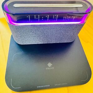 ワイヤレス充電器 Bluetooth スピーカー雰囲気ナイトライト アラーム時計