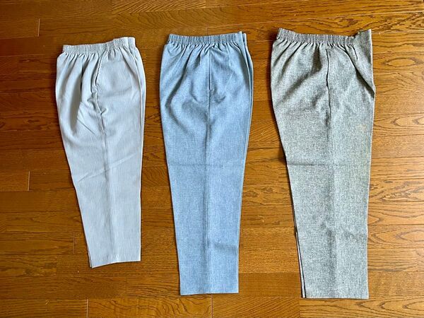婦人用 ウエストゴム スラックス 3L 2本+八分丈 2L 1本 3本セット 春夏物年配向け