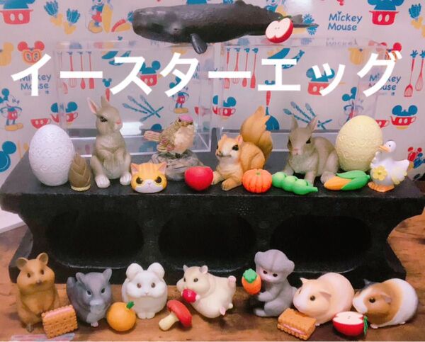値下げ!動物フィギュアセット 春インテリア イースター 玄関飾り ガーデニング ウサギ、リス、ハムスター、鳥、イースターエッグ