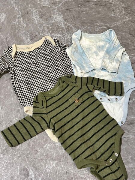 GAP ギャップ ベビー ロンパース ボディスーツ 長袖 春服 男女兼用 トップス 0-3m 3点 ベビー服 薄手 保育園着