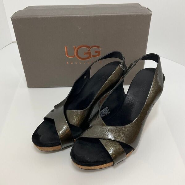 UGG アグ サンダル カーキ コルク×レザー ヒール9cm(22〜22.5cm)