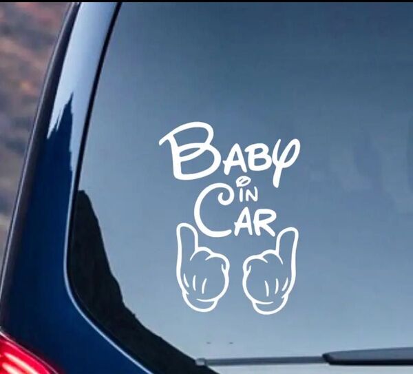 白 ベビーインカー 赤ちゃんステッカー カーステッカー 防水ステッカー