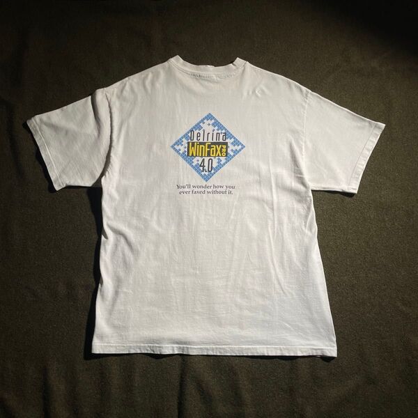 90s USA製 Hanes ファックス会社 企業モノ プリントTシャツ L 白