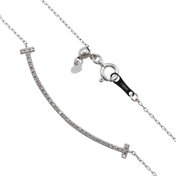 ネックレス K18WG ダイヤモンド0.15ct スマイルデザイン