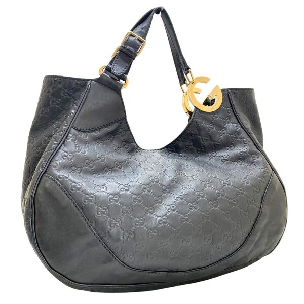 【美品】GUCCI ショルダーバッグ グッチシマ レザー ブラック
