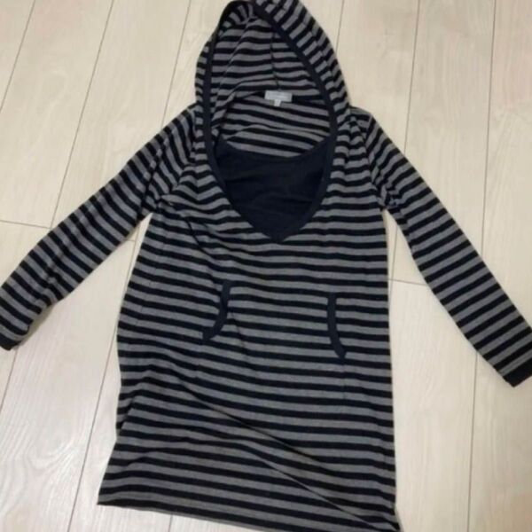 最終値下げ マタニティ授乳服パジャマ ワンピース ボーダー M 産前産後