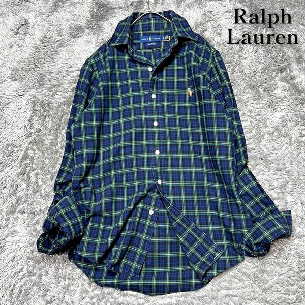 Ralph Lauren ラルフローレン マドラスチェック コットンシャツ マルチポニー刺繍 L相当 着用感のない美品 国内正規品