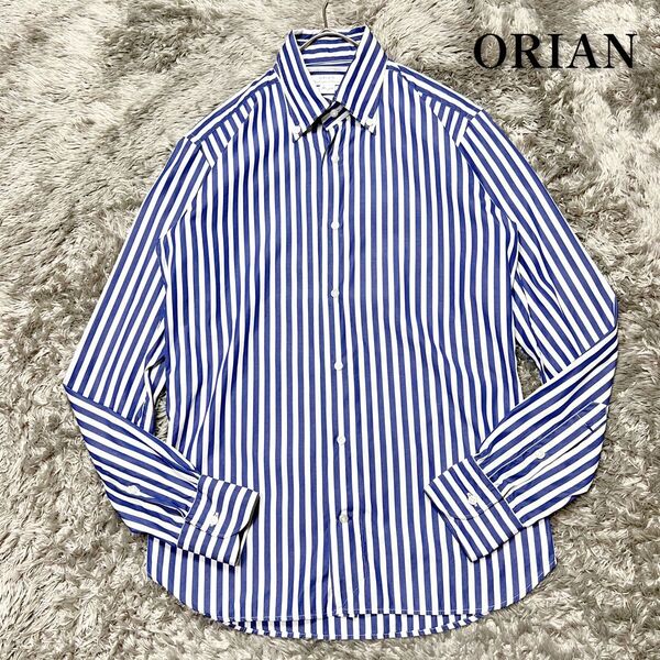 ORIAN vintage classic オリアン ビンテージクラシック イタリア製 ストライプ セミワイドカラーシャツ M相当