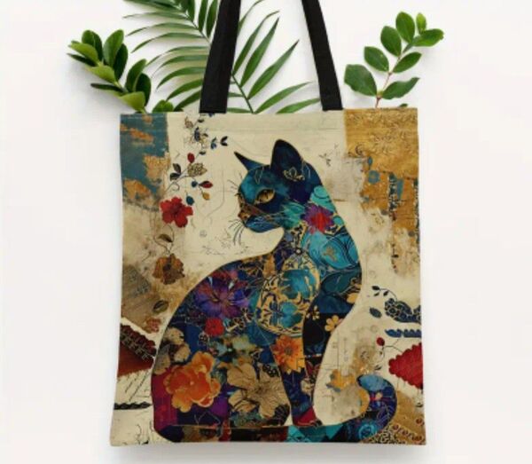 【新品】猫好きさん必見!おしゃれな猫柄キャンバストートバッグ ★エコバッグ