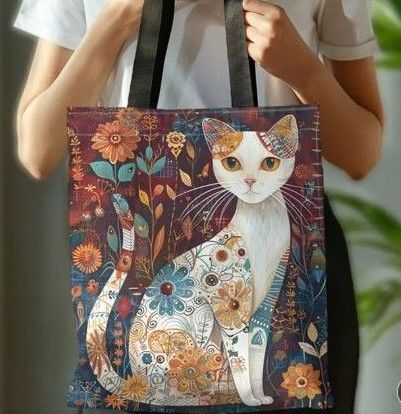 【新品】猫好きさん必見!おしゃれな猫柄キャンバストートバッグ ★エコバッグ