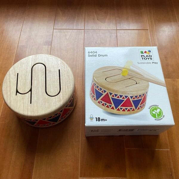 PLANTOYS プラントイ ソリッドドラム 木製 おもちゃ たいこ 木琴 楽器 箱・取説あり おまけのマラカス サステナブル