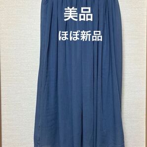 【美品】シューラルー・ロングスカート フリーサイズ ブルー ウエストゴム