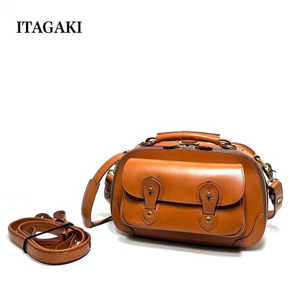 【美品】 ITAGAKI いたがき鞄/タンニンなめし革/キャメル系色/3way ハンドバッグ ショルダーバッグ リュックサック