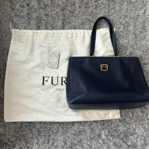 FURLA ネイビー ビジネスバッグ 保存袋付き