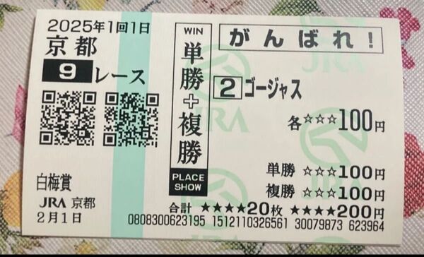 ゴージャス がんばれ馬券 白梅賞