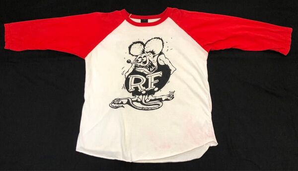 Rat Fink ラットフィンク ラグランTシャツ レッド ホワイト 古着 hp1127