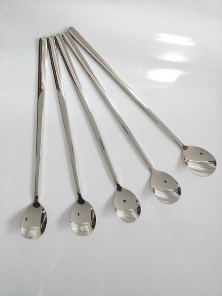 ステンレス製ロングスプーン 5本セット 24cm撹拌スプーンミキシングスプーンマドラー カトラリー シルバー 多用途