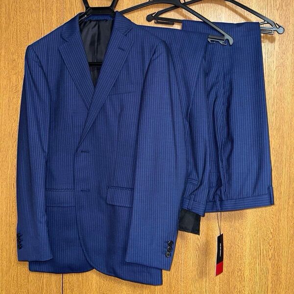 スーツ THE SUIT COMPANY 青ネイビー ストライプ ジャケット パンツ2本