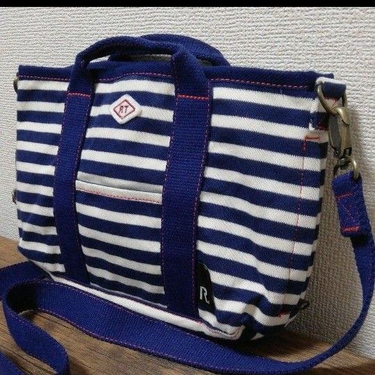 ROOTOTE ルートート トリコロール マリンカラー ボーダー スウェット トート ショルダーバッグ クロスボディ 斜め掛 美品