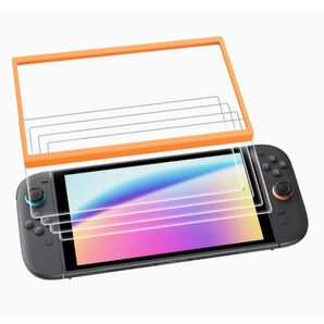 【4枚入り】 Switch 2 ガラスフィルム【専用ガイド枠付き】貼り付け簡単 自己吸着タイプ 硬度9H 気泡消失