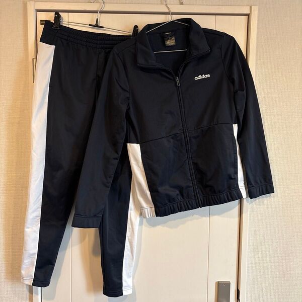 adidas ジャージ 上下セット レディースL セットアップ ネイビー ホワイト