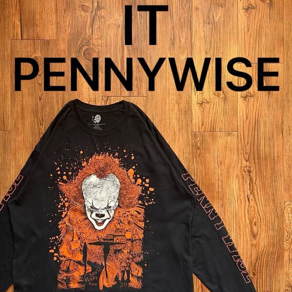 【IT PENNYWISE】長袖Tシャツ XL 映画 ペニーワイズ ブラック