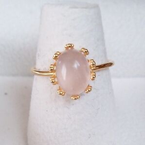 天然 ローズクォーツ シルバー925 18KGP ゴールド フリーサイズ クラウンリング ハンドメイド 王冠 変更可