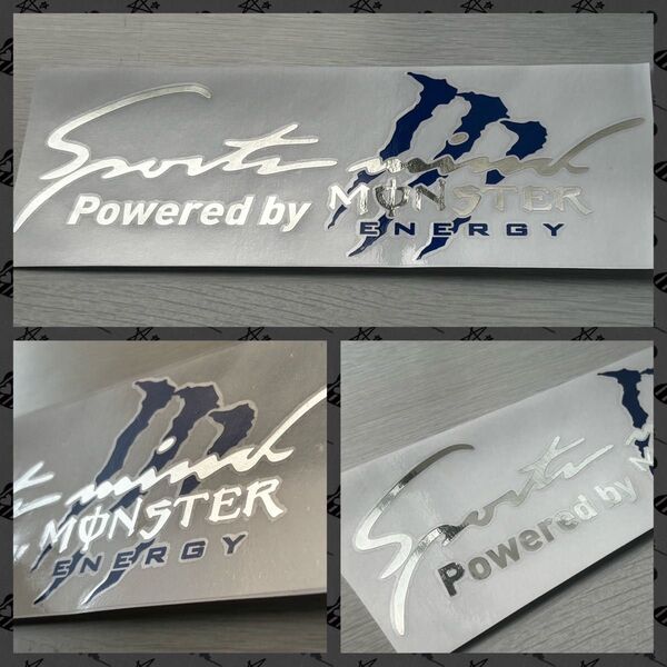 MONSTER ENERGYモンスター・エナジー銀メッキ新品ステッカー青(紺)