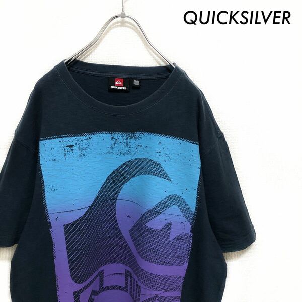 【送料無料】QUICKSILVER クイックシルバー★半袖Tシャツ ビッグロゴプリント ネイビー 紺