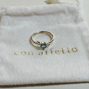 con affetto シルバー925 ブルートパーズハートリング 純正ポーチ付 5号 3号選択可