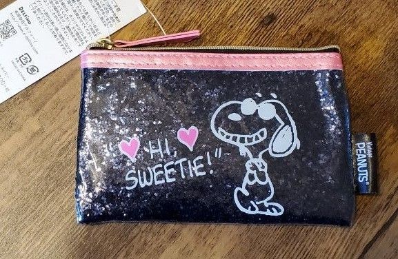 SNOOPY スヌーピー キラキラポーチ ジョークール ネイビー ポーチ 小物入れ