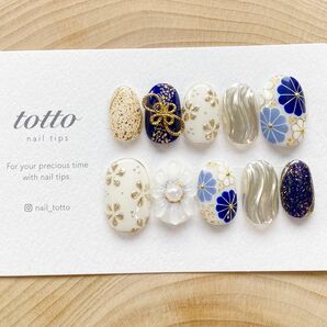 成人式ネイル 青 【サイズオーダー】ミラーフラワー 白無垢 和装 振袖 水引 リボン 前撮り 袴 ブライダル