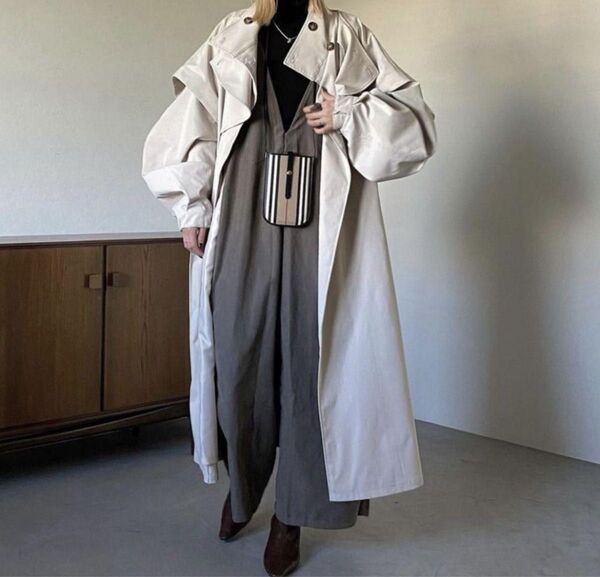 【来週消去のため最終値下げ】スタンドカラー 3way オーバーロングコート エクリュ 春服 春コーデ FREE
