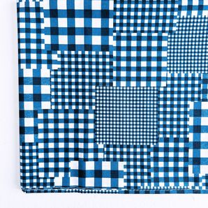 シーチング (ブロード?) 色んなチェック(ネイビー) 110×100cm(約)