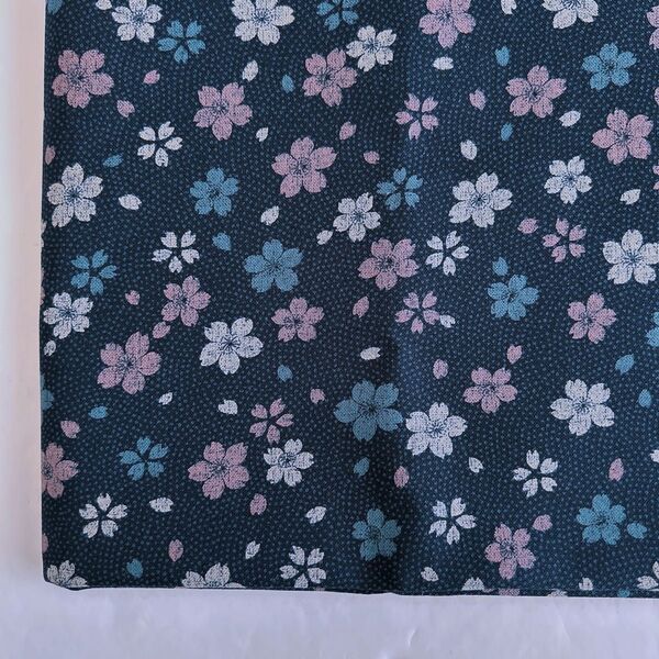 シーチング 和柄 桜 (紺) 105×100cm(約) SEVENBERRY