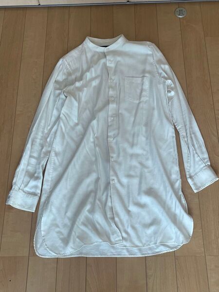 HARE ハレ ホワイト 襟なしロングシャツ 長袖 Mサイズ カジュアル 春秋 長袖シャツ ボタンシャツ トップス